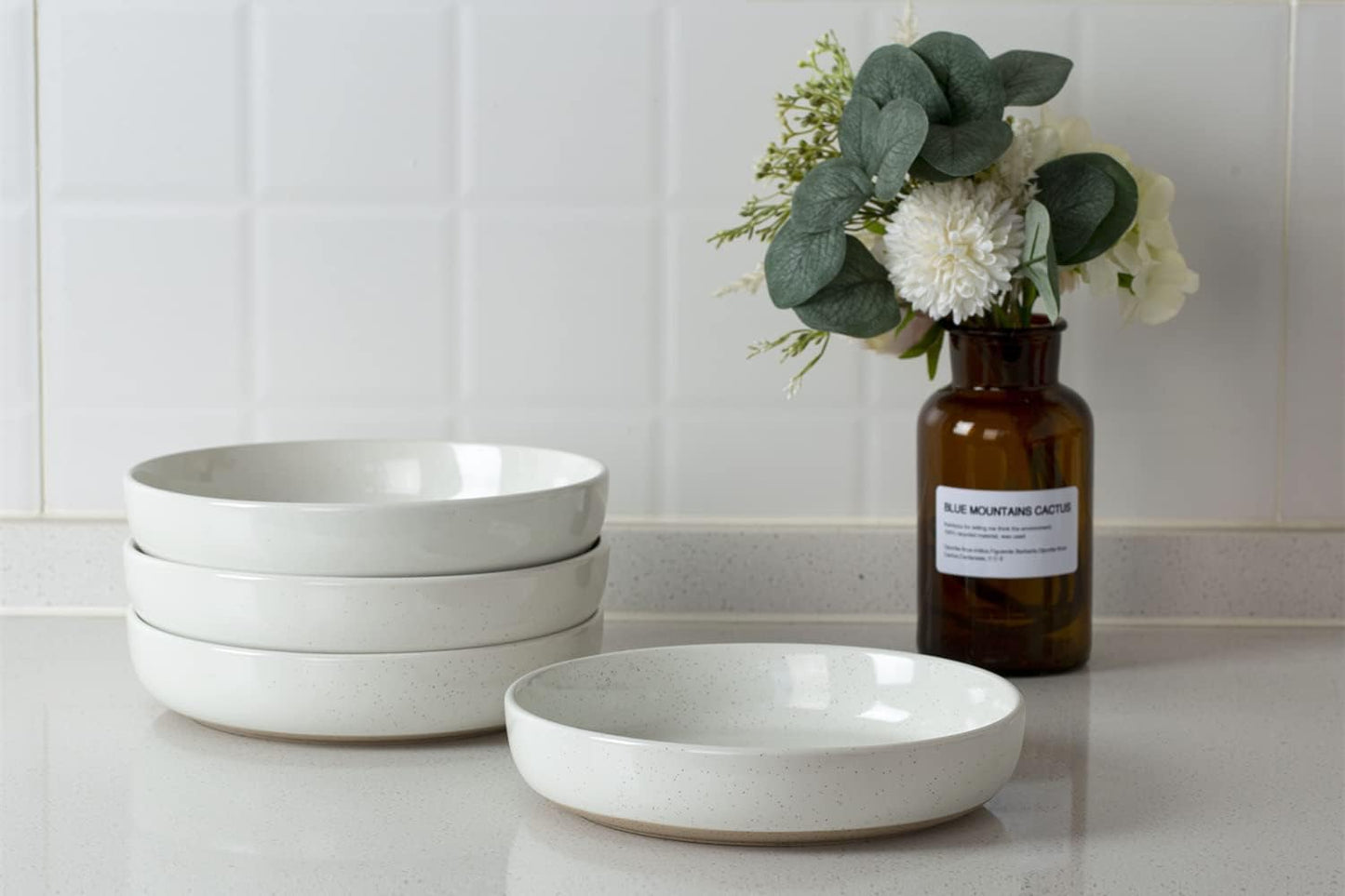 33 oz Bowl Set, Pasta Bowls Set of 4, Salad Bowls Perfect for Your Friend for Housewarming, Thanksgiving, Christmas, White