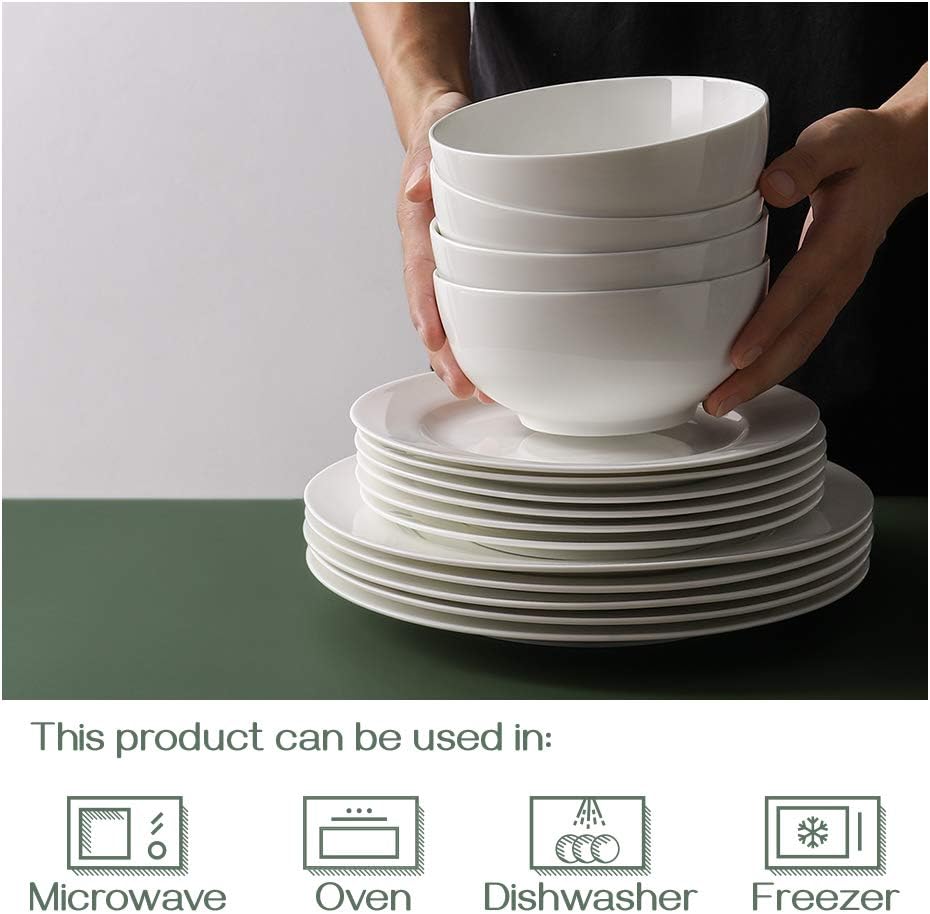 22 OZ White Ceramic Bowls Set of 4 - Perfect for Soup Bowls for Kitchen, Cereal Bowl, Ramen Bowl, Microwave Safe for Oatmeal, Fruit,Salad and Rice Bowl - Dishwasher & Microwave Safe