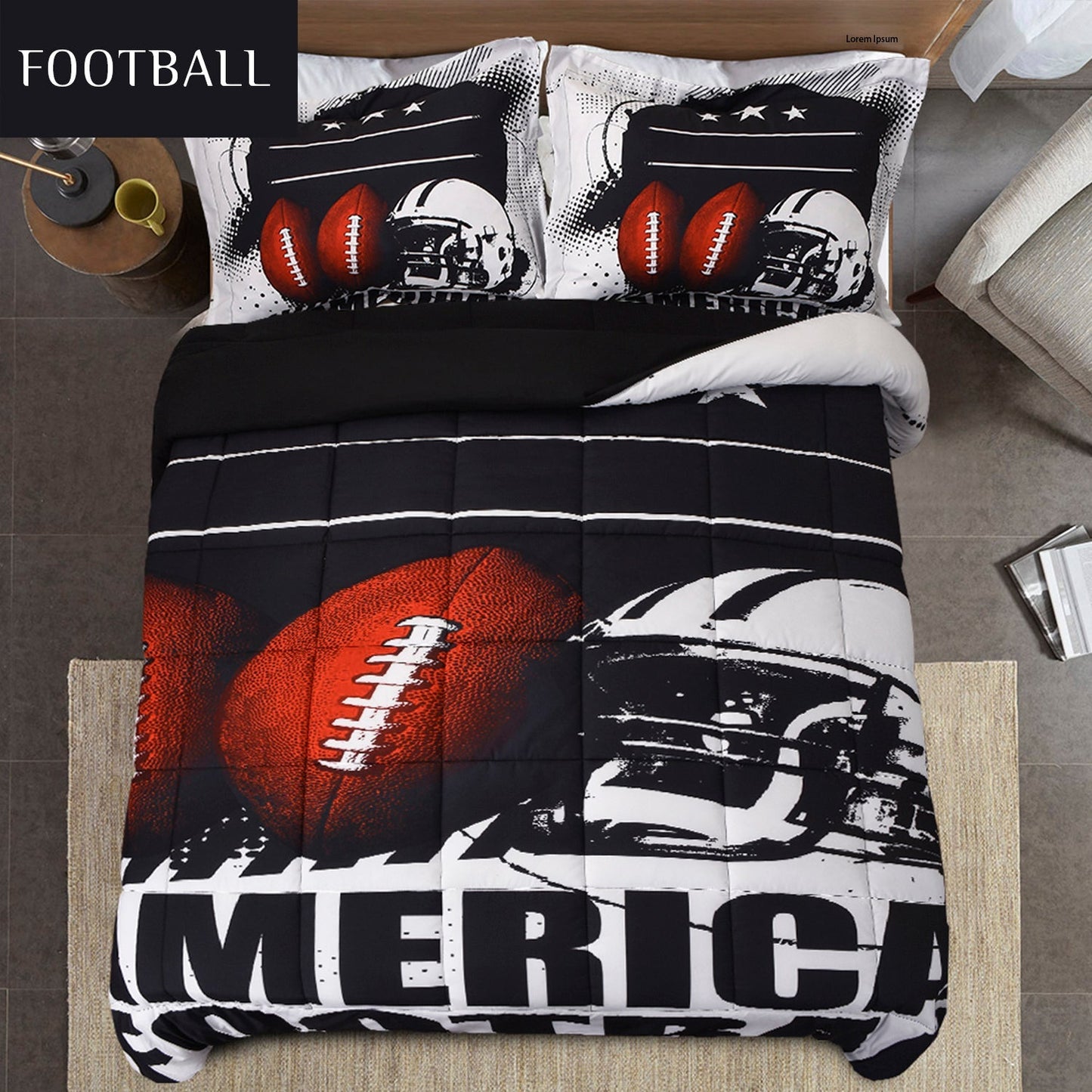 3D Print American Football All Season Comforter Set-S25