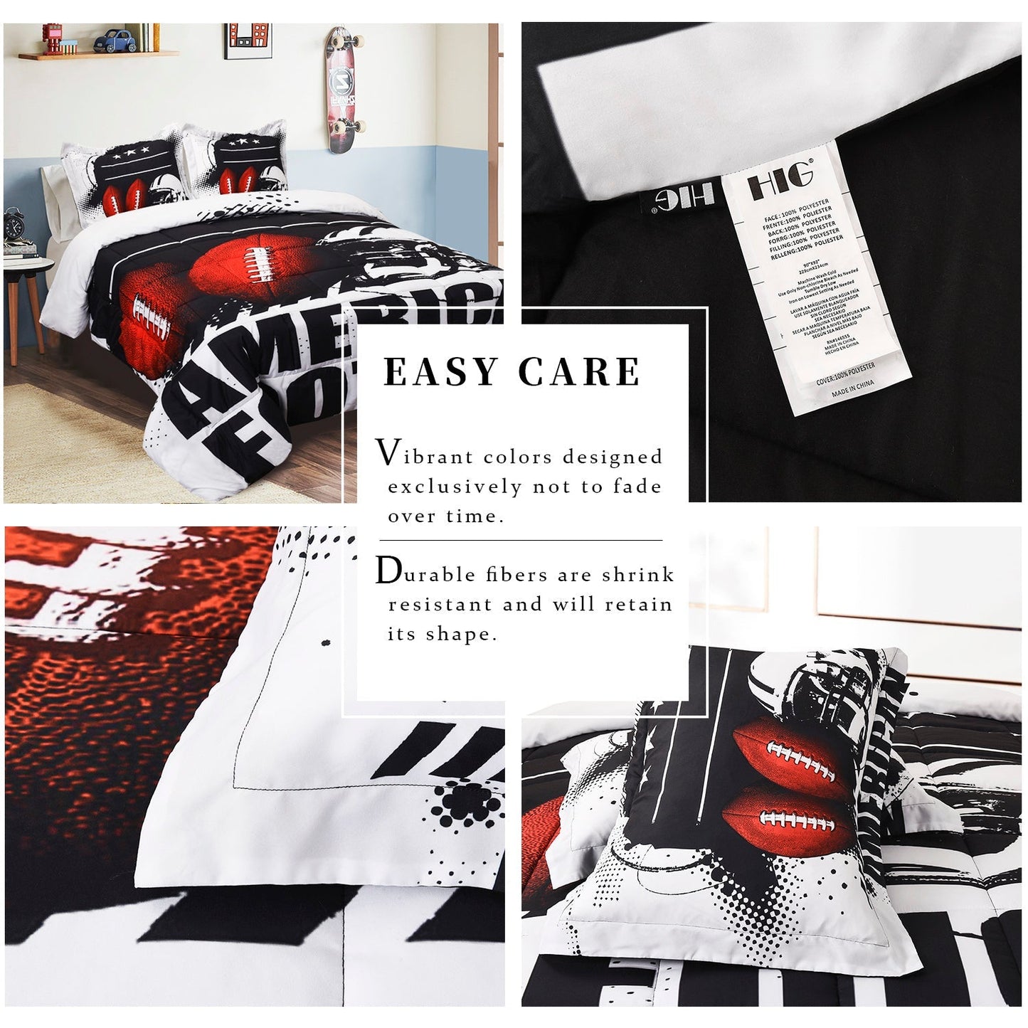 3D Print American Football All Season Comforter Set-S25