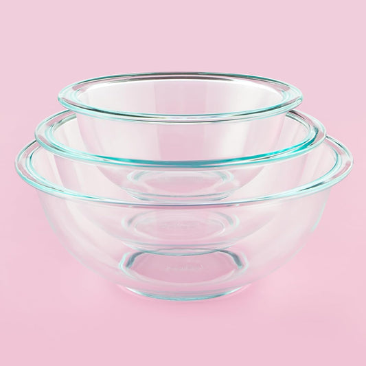 3-Pack Mixing Bowl Set (1QT, 1.5QT, 2.5QT) Glass Mixing Bowls, Dishwasher, Microwave and Freezer Safe